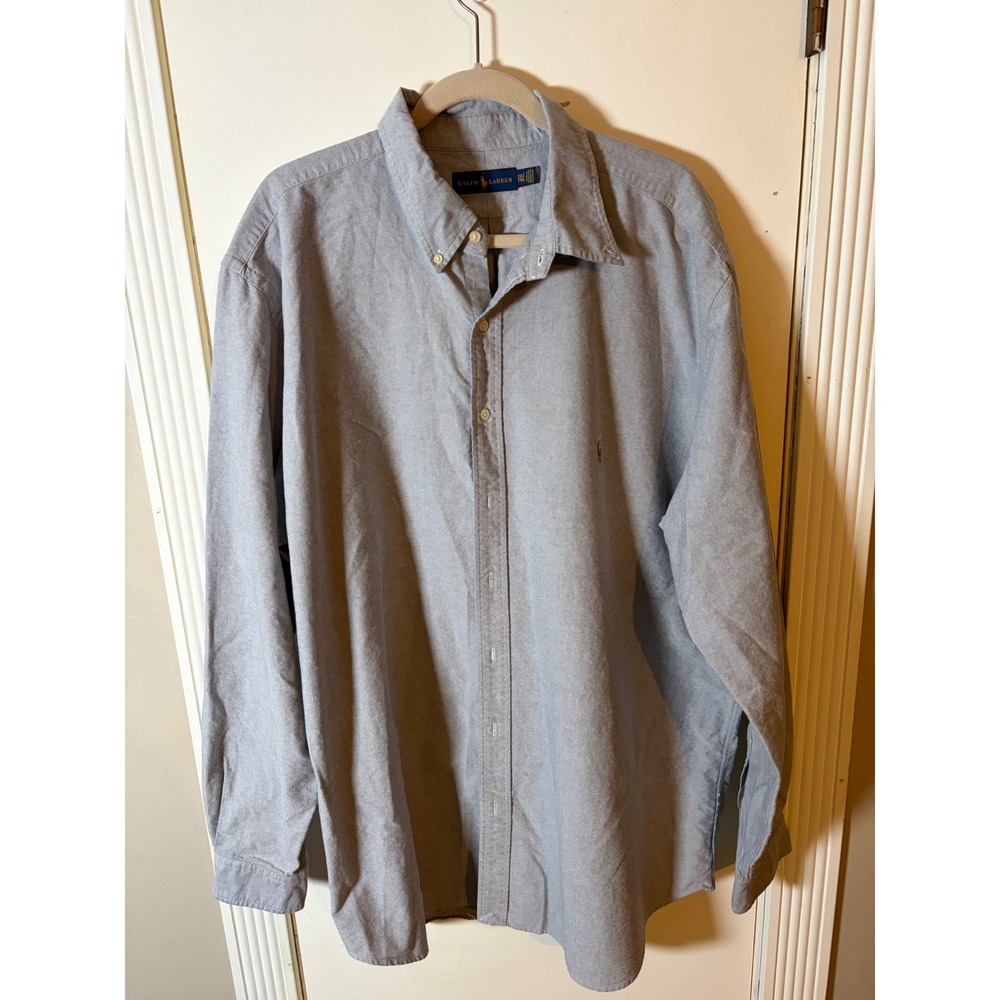 Ralph Lauren Mens 2XLT Grey Oxford Button Down Shirt Long Sleeve Big & Tall